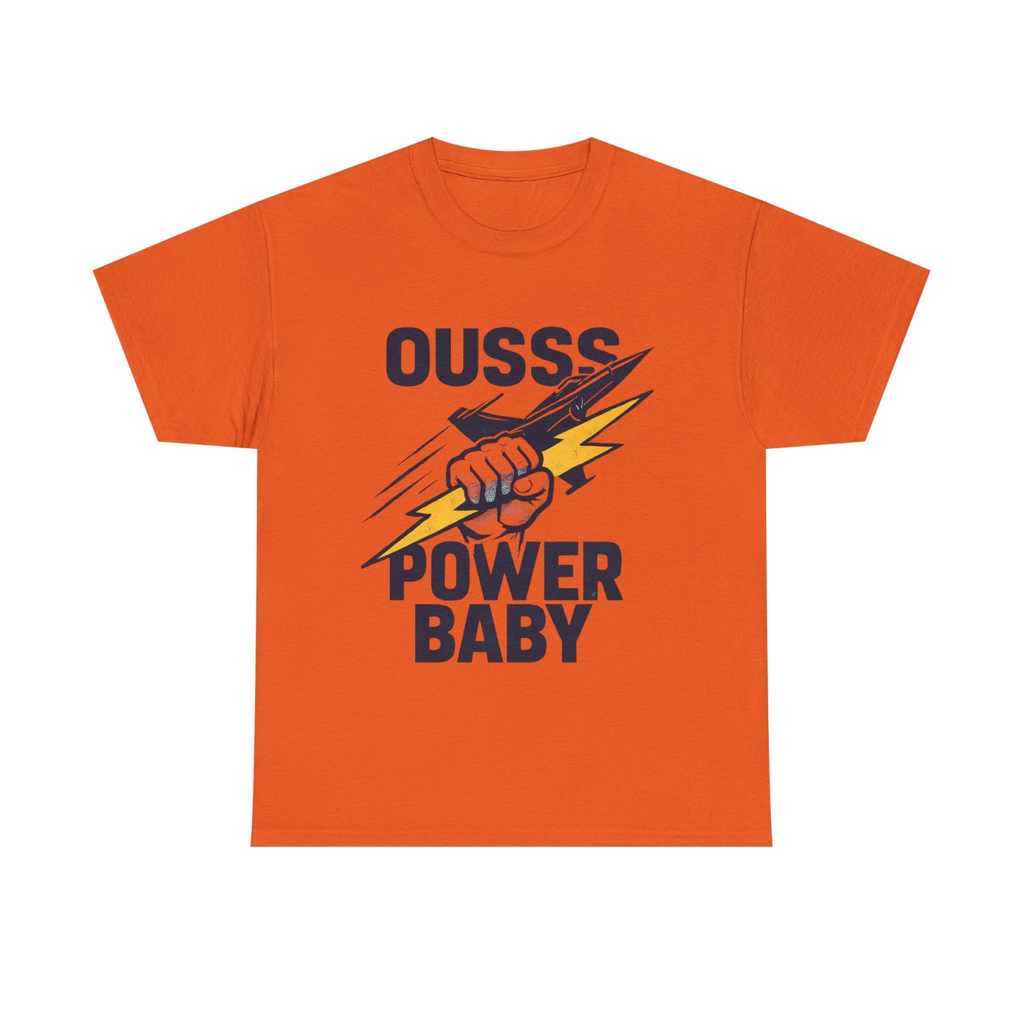 Power Baby Graphic Tee – 'OUSSS Power Baby' Jet Lightning Fist Shirt