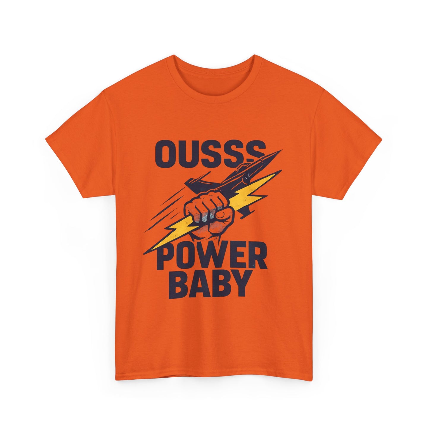 Power Baby Graphic Tee – 'OUSSS Power Baby' Jet Lightning Fist Shirt