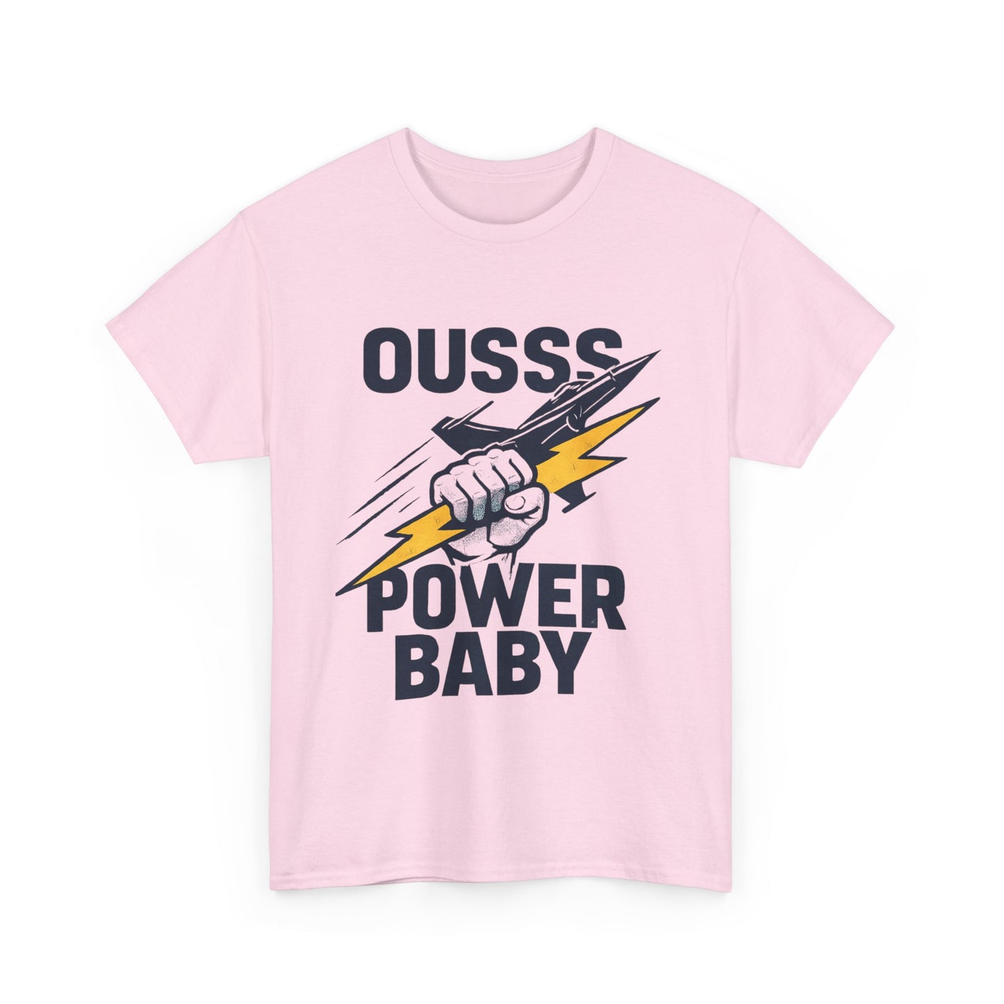 Power Baby Graphic Tee – 'OUSSS Power Baby' Jet Lightning Fist Shirt