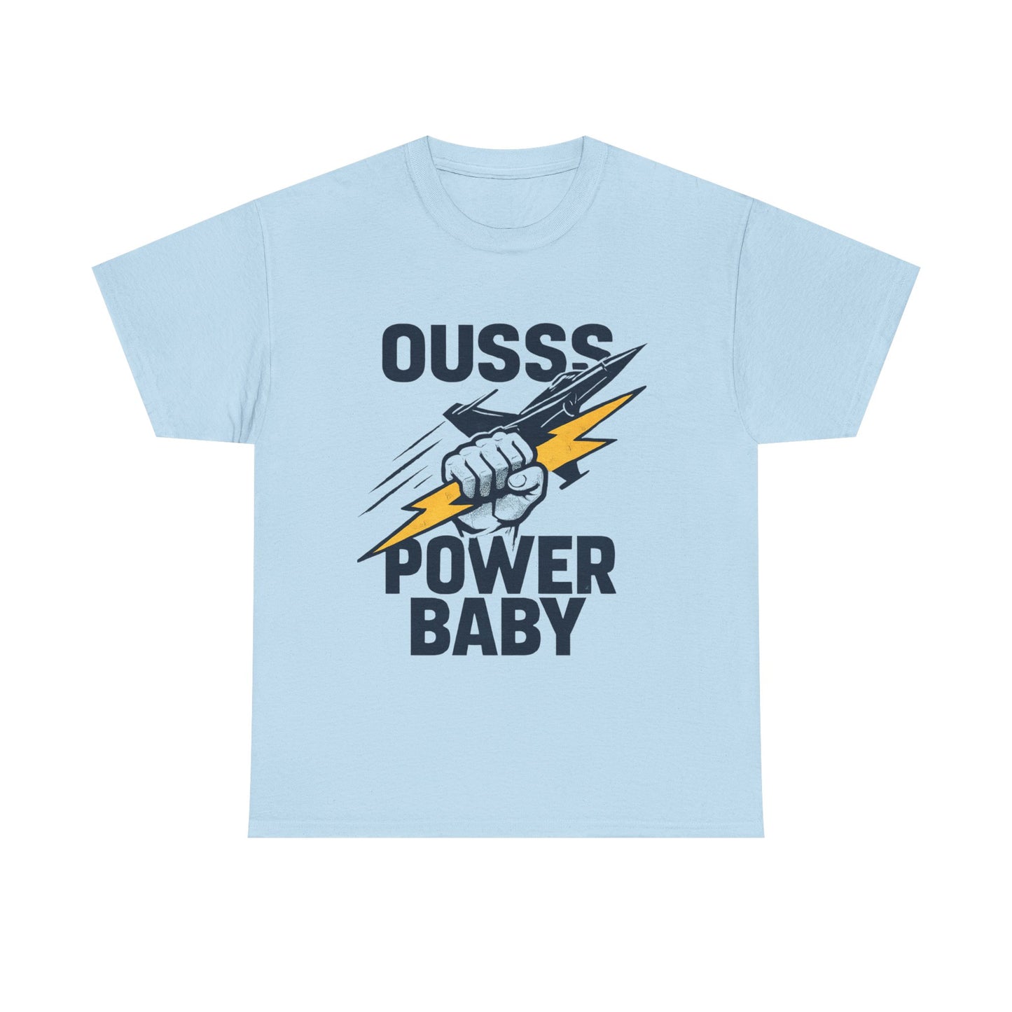 Power Baby Graphic Tee – 'OUSSS Power Baby' Jet Lightning Fist Shirt