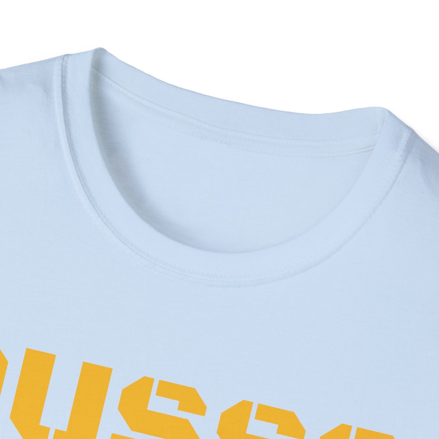 Ousss Power Baby! Yellow Screen Graphic T-Shirt — Retro Bold Typography Tee
