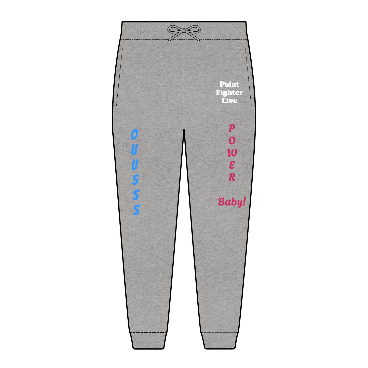 Embroidered 'Point Fighter Live' Joggers — 'Power Baby' & 'Oussss' Graphic Sweatpants