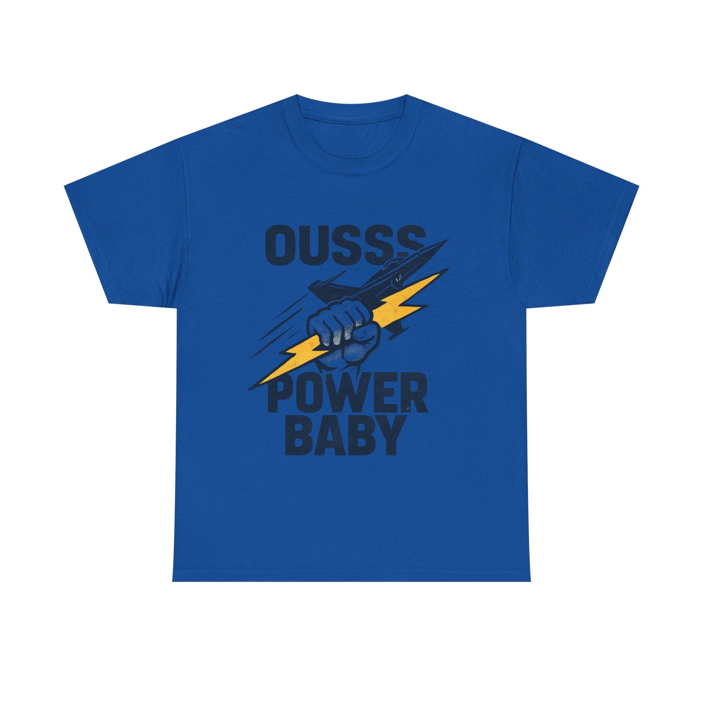 Power Baby Graphic Tee – 'OUSSS Power Baby' Jet Lightning Fist Shirt