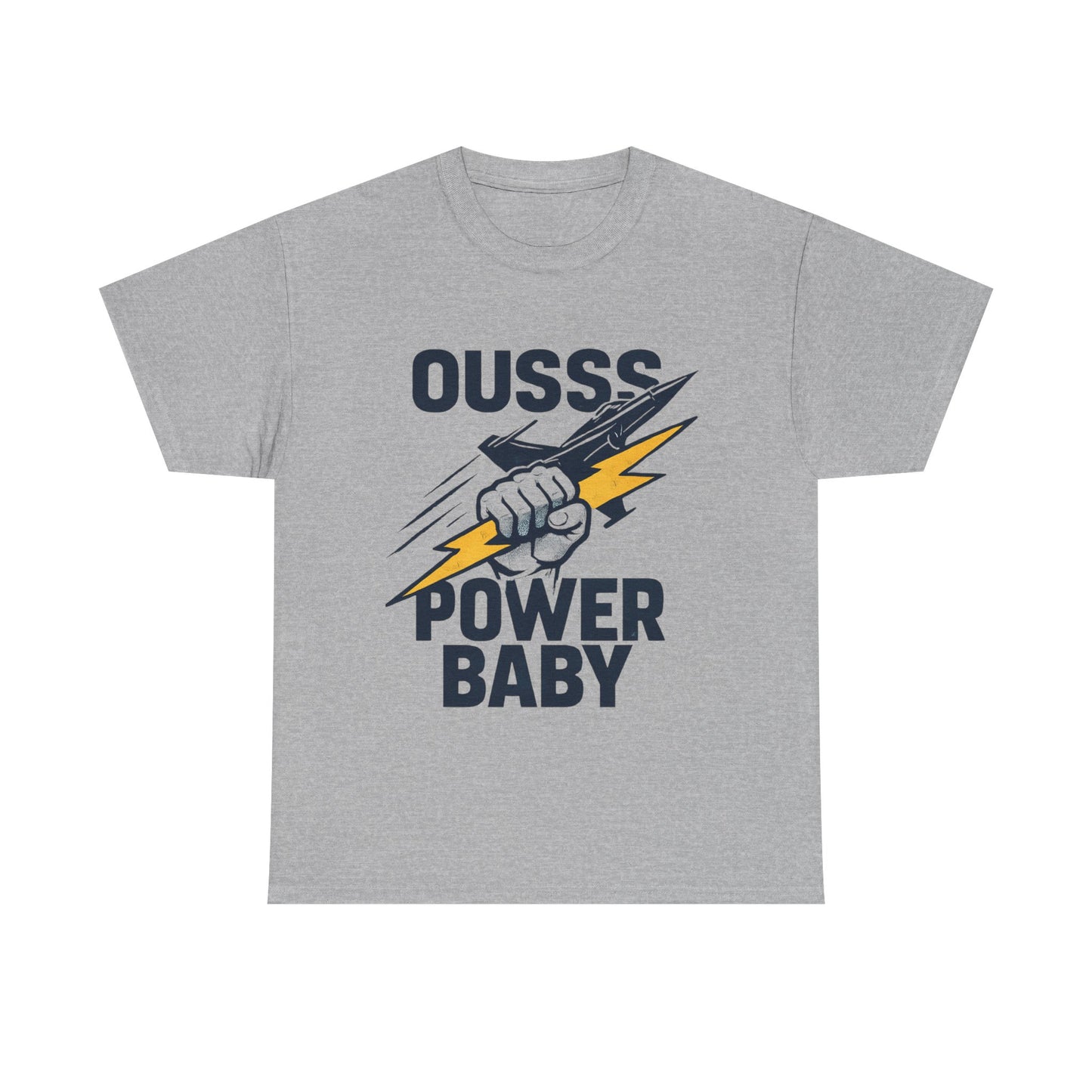 Power Baby Graphic Tee – 'OUSSS Power Baby' Jet Lightning Fist Shirt