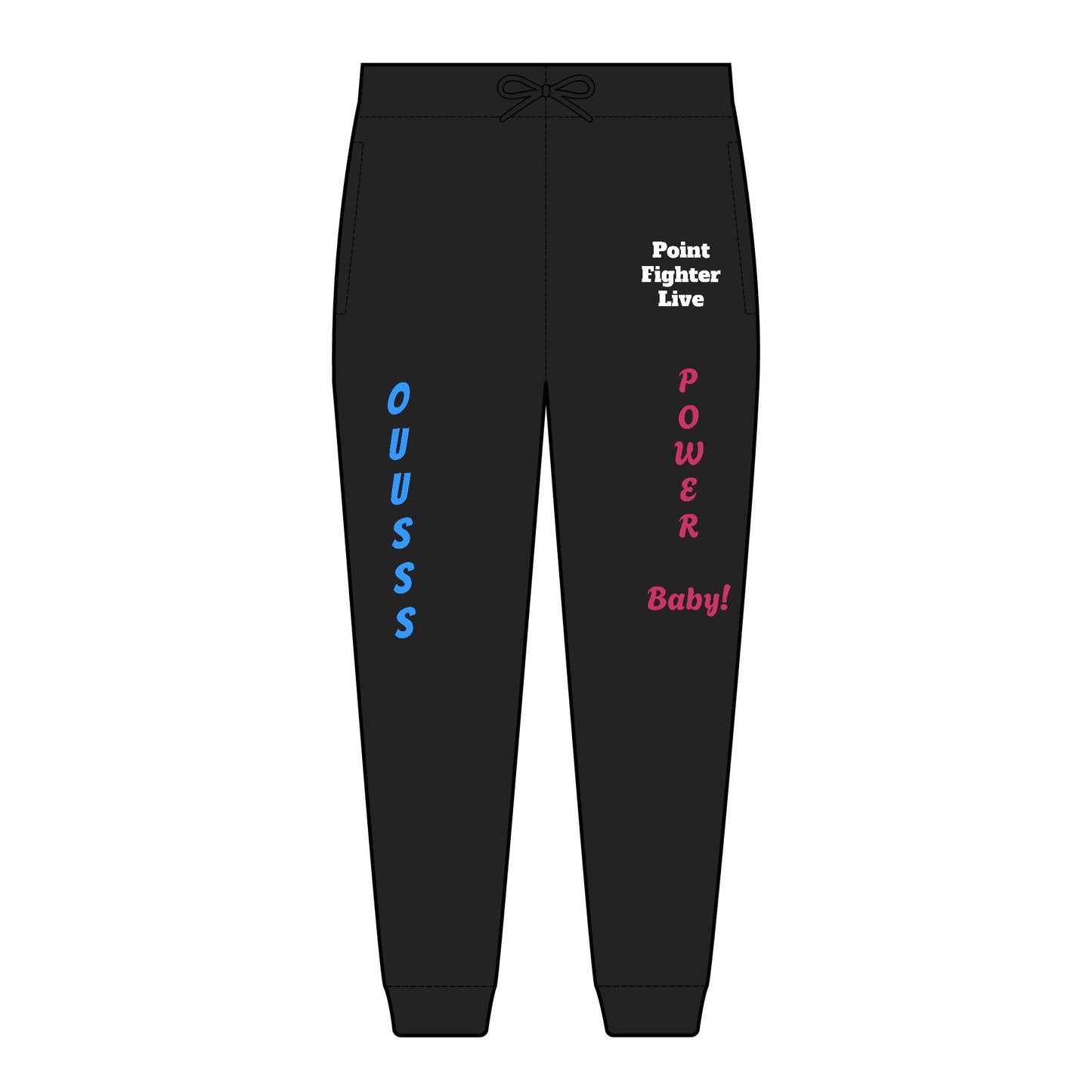 Embroidered 'Point Fighter Live' Joggers — 'Power Baby' & 'Oussss' Graphic Sweatpants