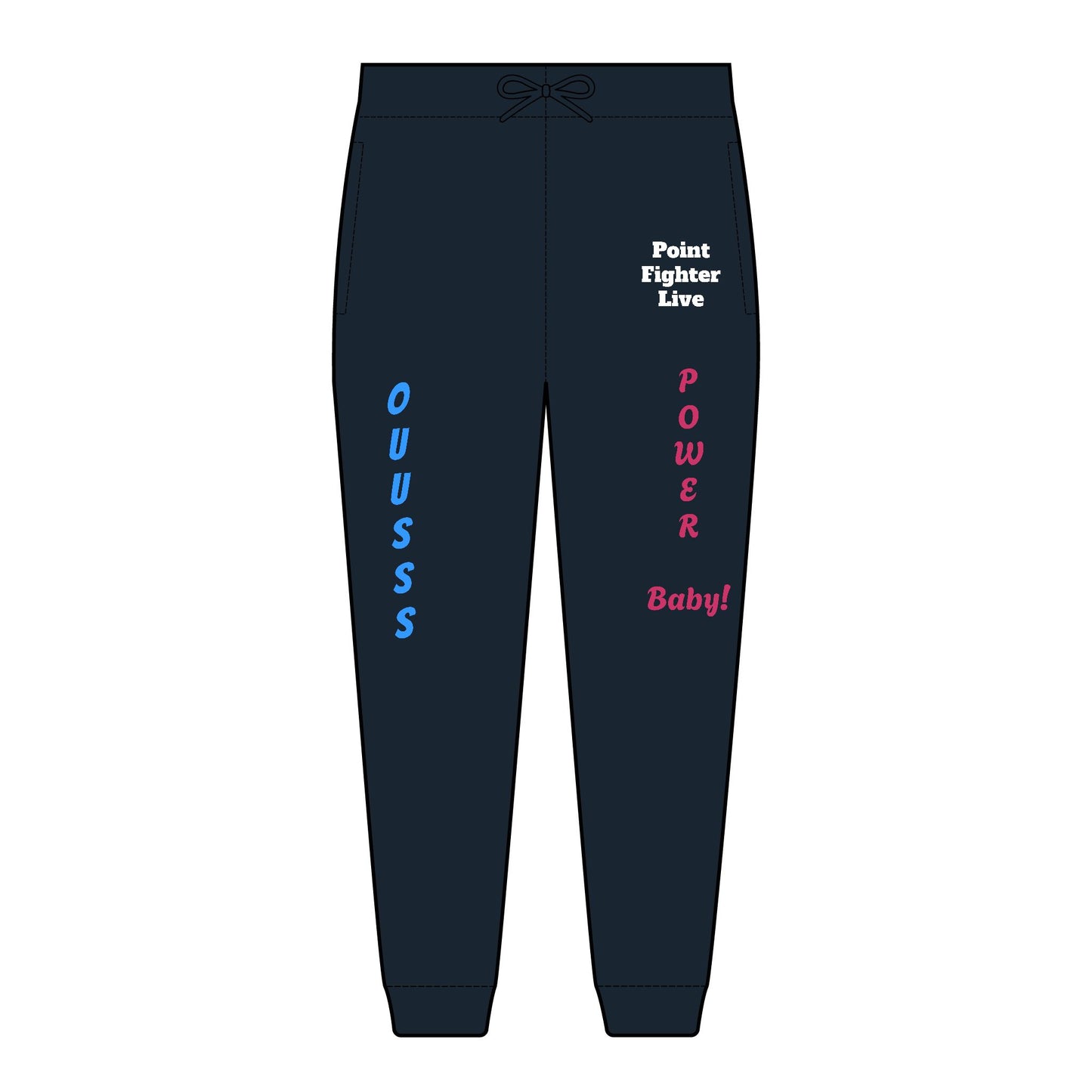 Embroidered 'Point Fighter Live' Joggers — 'Power Baby' & 'Oussss' Graphic Sweatpants