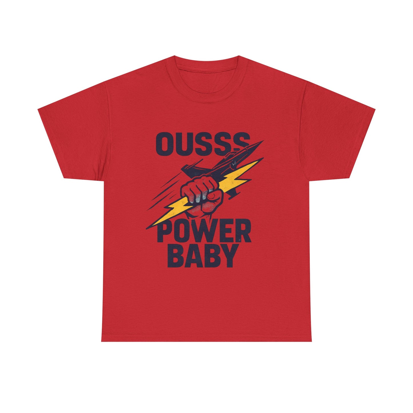 Power Baby Graphic Tee – 'OUSSS Power Baby' Jet Lightning Fist Shirt
