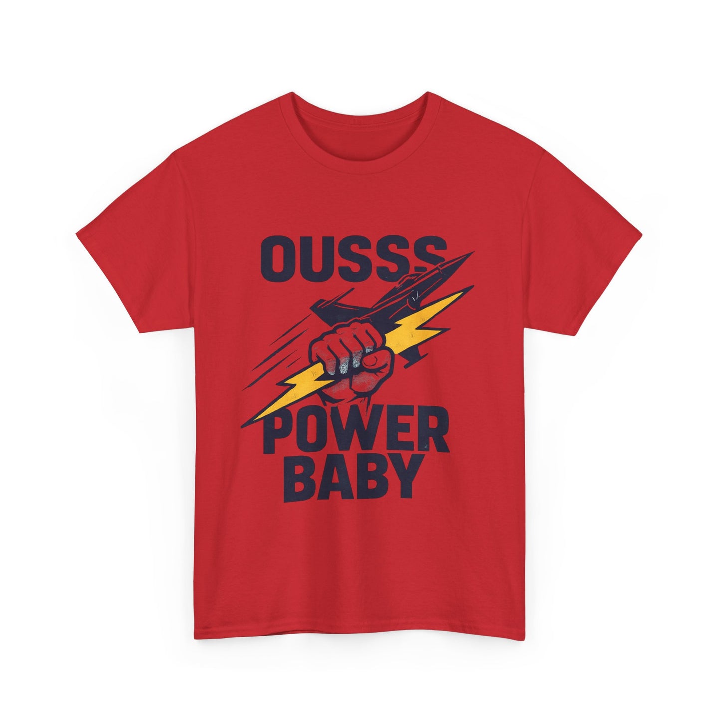 Power Baby Graphic Tee – 'OUSSS Power Baby' Jet Lightning Fist Shirt