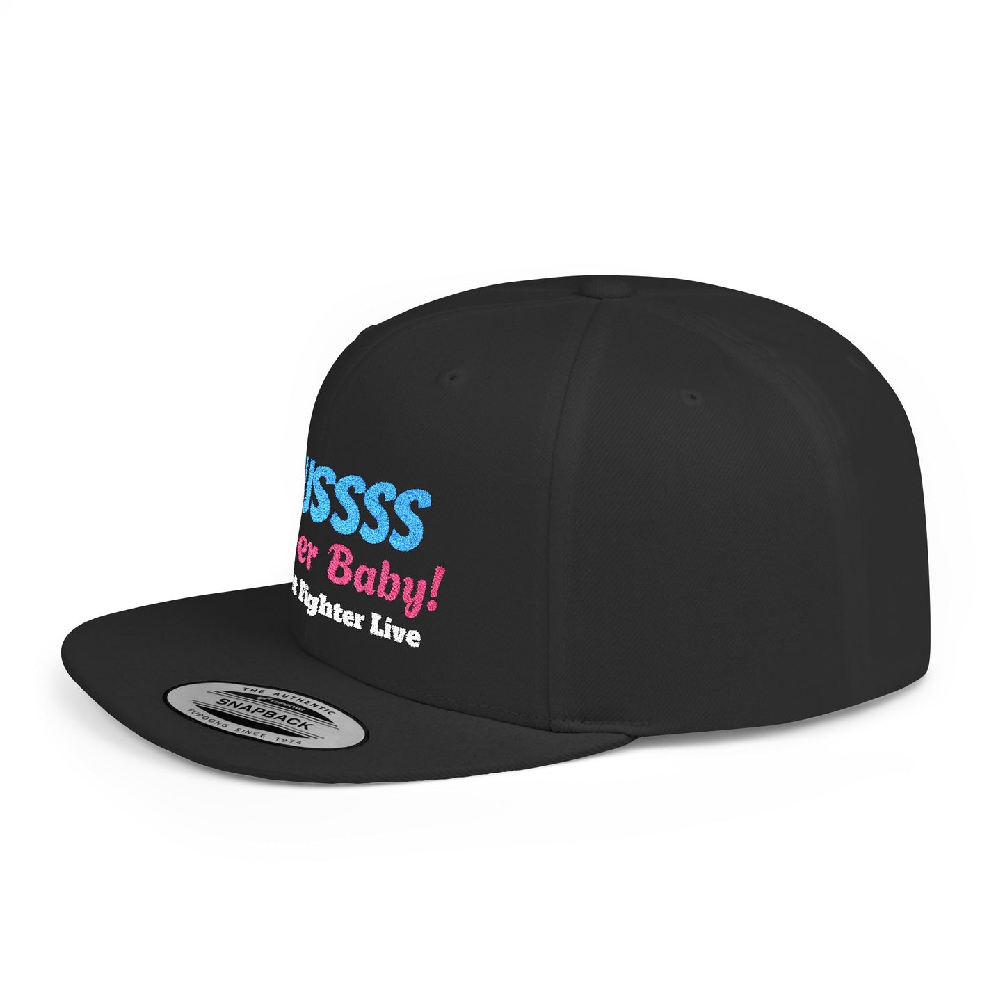 Snapback Hat – 'OUUSSSS - Power Baby' Blue Fuzzy Text Flat Bill Cap