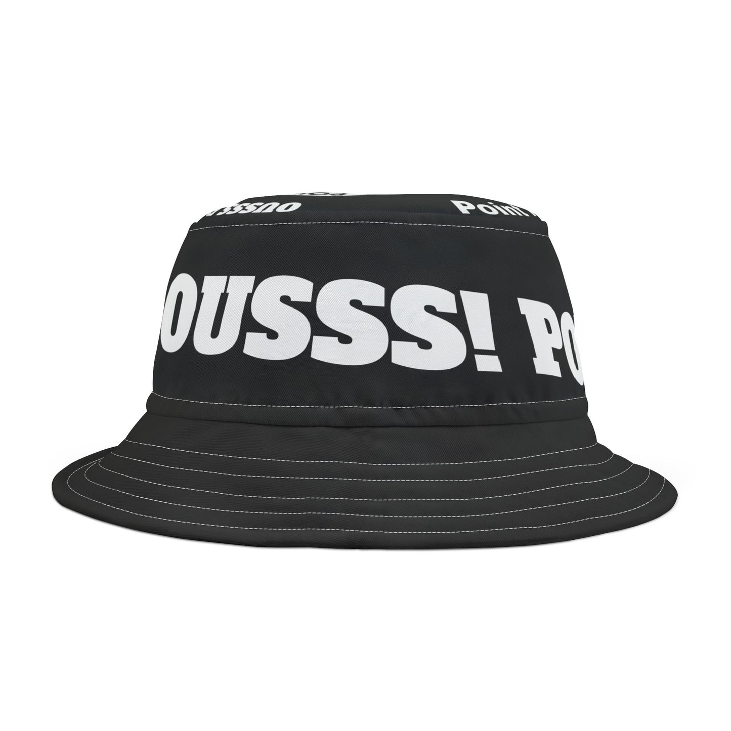 Bucket Hat — Bold 'Ouss Power Baby' Graphic Black Streetwear Hat