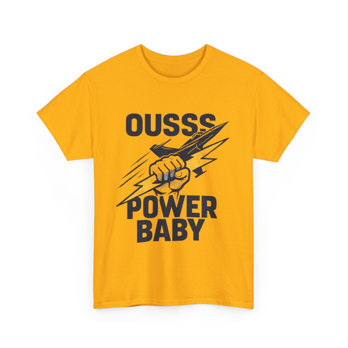 Power Baby Graphic Tee – 'OUSSS Power Baby' Jet Lightning Fist Shirt