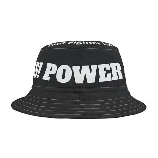 Bucket Hat — Bold 'Ouss Power Baby' Graphic Black Streetwear Hat