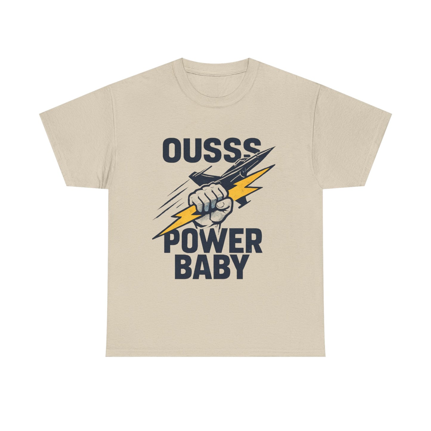 Power Baby Graphic Tee – 'OUSSS Power Baby' Jet Lightning Fist Shirt