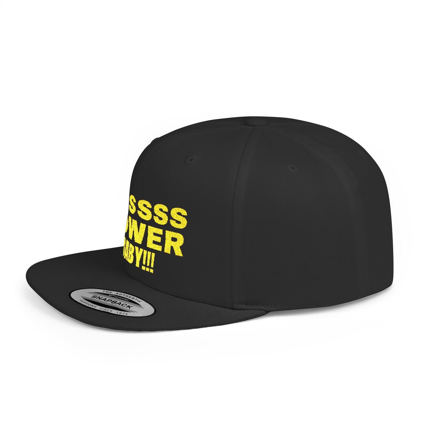 Snapback Hat — "Oussss Power Baby!!!" Embroidered Flat Bill Cap