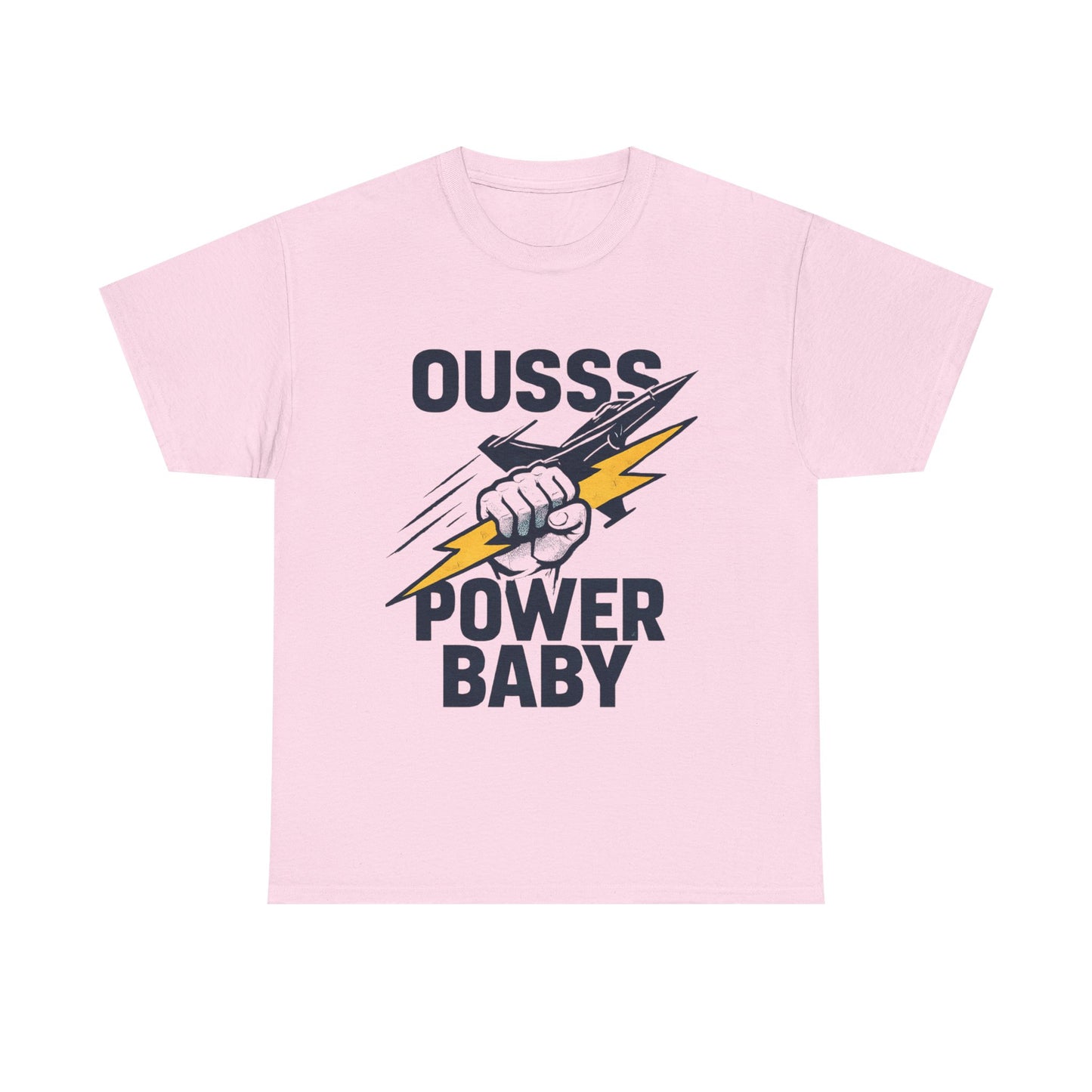 Power Baby Graphic Tee – 'OUSSS Power Baby' Jet Lightning Fist Shirt